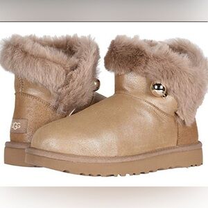 UGG Classic Fluff Pin Mini Boot, Antique Pearl